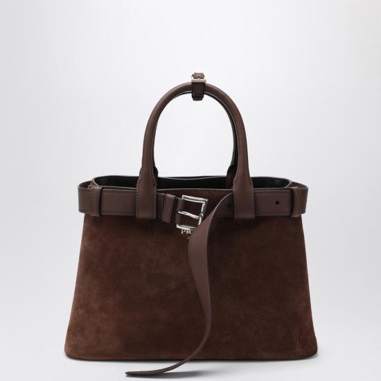25FW 프라다 버클 미디엄 스웨이드 핸드백 1BA434OBO2C4S Brown