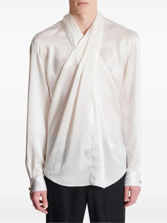 25FW 발망 긴팔 셔츠 FH1HU335SE95 0FA WHITE - BALMAIN