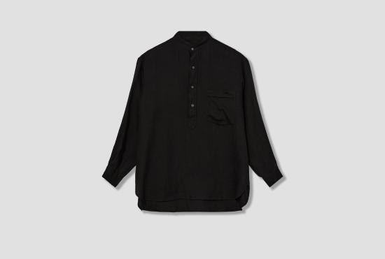 25FW COMOLI 긴팔 셔츠 리넨 더블 클로스 풀오버  B01-02007 블랙