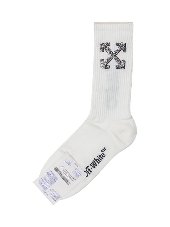 25FW 오프화이트 양말 OMRA085F25KNI004 0110 WHITE BLACK - OFF WHITE