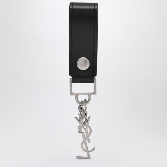 25FW 생로랑 모노그램 키링 스무스 레더 5183230SX0E Black - SAINT LAURENT