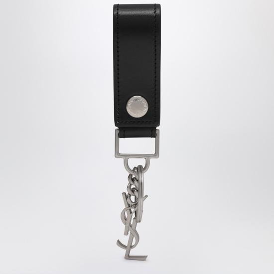 25FW 생로랑 모노그램 키링 스무스 레더 5183230SX0E Black