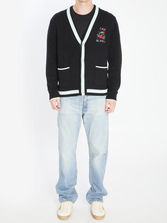 25FW 카사블랑카 가디건 1181388 MPF25KW100101 WHITE Black - CASABLANCA