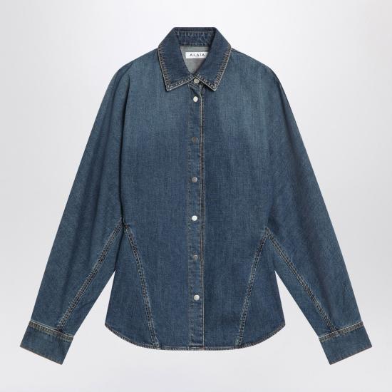 25FW 알라이아 데님 셔츠 AA9C0988D004BDE Blue