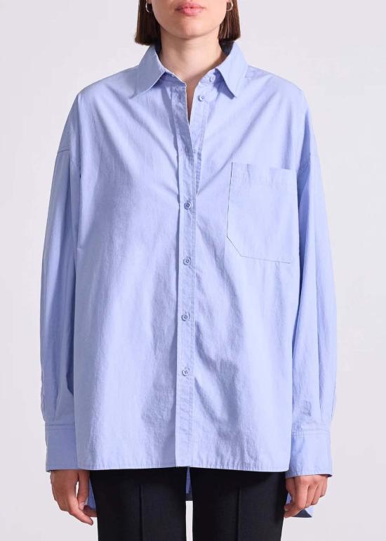  어피스 어파트 반팔 티셔츠 Apiece Apart Aldea 버튼 다운 셔츠 블루 - APIECE APART