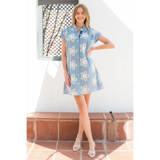  THML 숏 원피스 Thml 자수 러플 칼라 캡 슬리브 드레스 - OTHER BRANDS