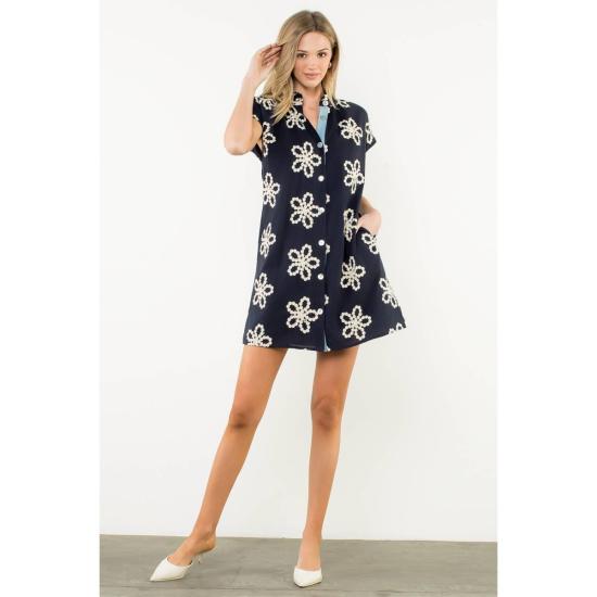  THML 숏 원피스 Thml 자수 러플 칼라 캡 슬리브 드레스 - OTHER BRANDS