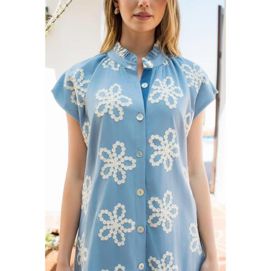  THML 숏 원피스 Thml 자수 러플 칼라 캡 슬리브 드레스 - OTHER BRANDS