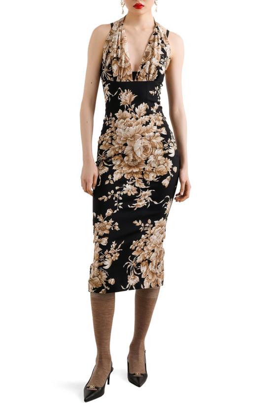 25FW 돌체앤가바나 원피스 F6TYMTFSA7YHN4OX ROSE CRETONNE F BLACK - DOLCE & GABBANA