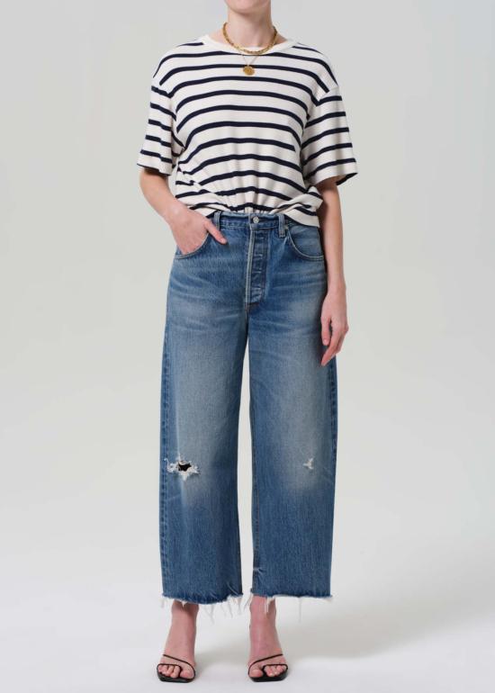  시티즌 오브 휴머니티 반팔 티셔츠 시티즌스 오브 휴머니티 골디 티셔츠 아주어 스트라이프 - CITIZEN OF HUMANITY