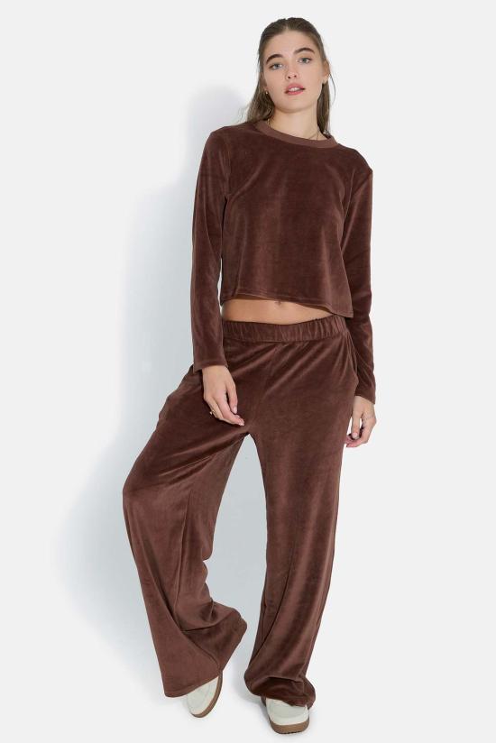  더 타일 클럽 트레이닝/조거 팬츠 타일 클럽 마리 벨루어  브라운 - THE TILE CLUB