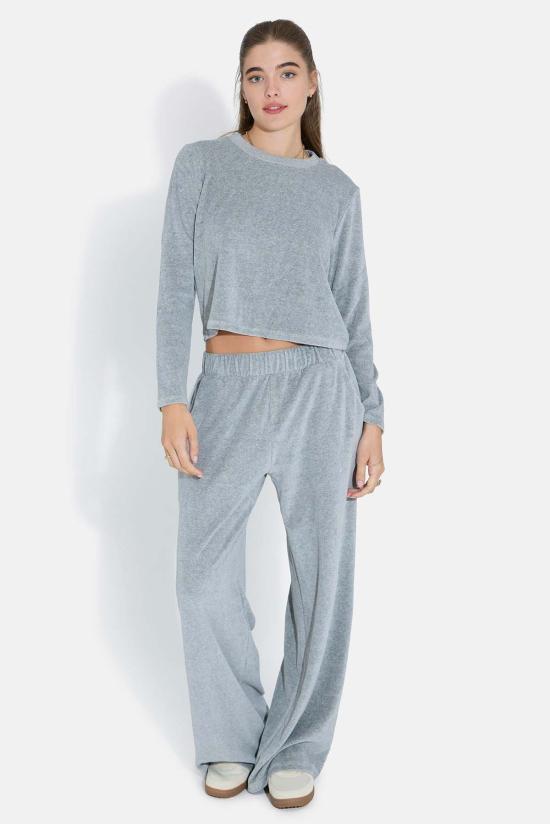  더 타일 클럽 스트레이트 팬츠 타일 클럽 마리 벨루어 팬츠 - THE TILE CLUB