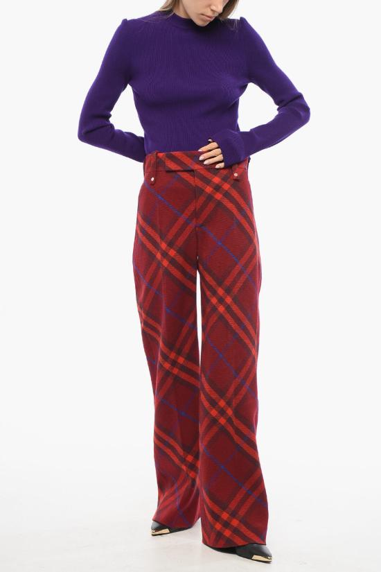  버버리 스트레이트 팬츠 8077306 A6289 CRIMSON IP CHK Red - BURBERRY