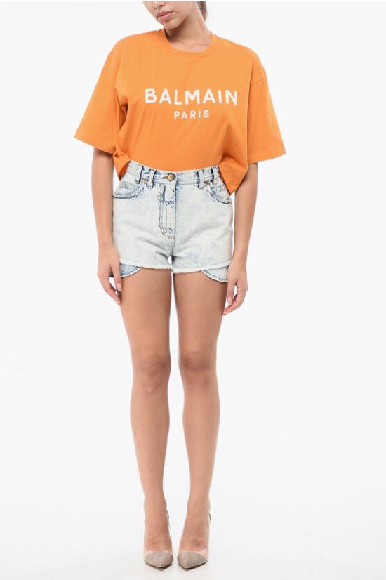  발망 데님 숏팬츠 XF2MA055DC126FC Light blue - BALMAIN