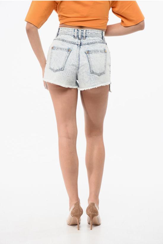  발망 데님 숏팬츠 XF2MA055DC126FC Light blue - BALMAIN