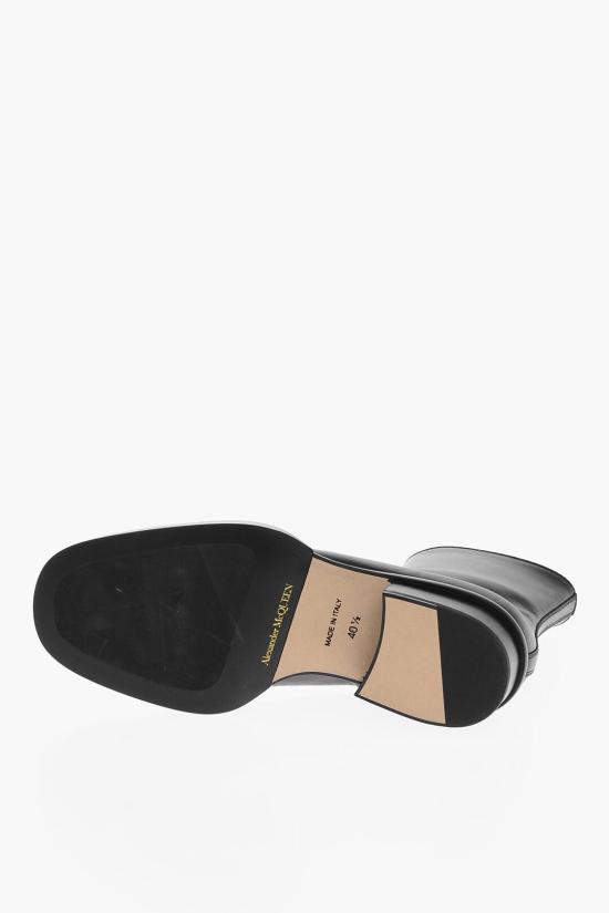  알렉산더 맥퀸 쿠반 스택 가죽 앵클 부츠 750383 WIDY0 1000 Black - ALEXANDER MCQUEEN