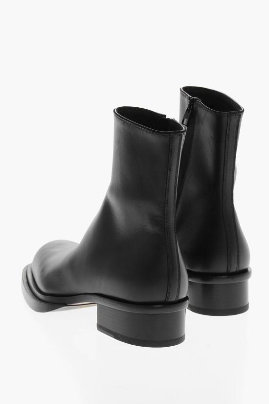  알렉산더 맥퀸 쿠반 스택 가죽 앵클 부츠 750383 WIDY0 1000 Black - ALEXANDER MCQUEEN