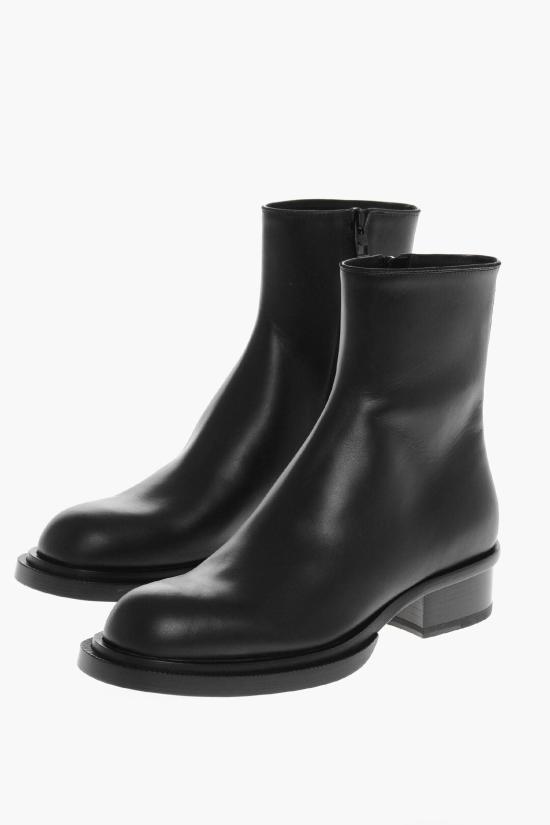 알렉산더 맥퀸 쿠반 스택 가죽 앵클 부츠 750383 WIDY0 1000 Black