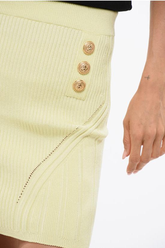  발망 숏 스커트 YF0LB192KB391AF Yellow - BALMAIN