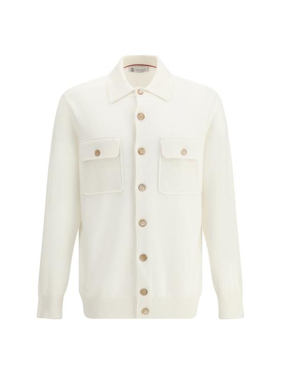 25FW 브루넬로 쿠치넬리 캐시미어 셔츠 스타일 카디건  M22703806 CO312 WHITE
