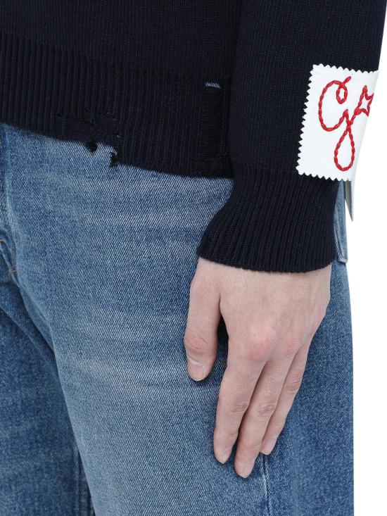 26SS 골든구스 코튼 라운드넥 스웨터 GMP00839P00066250486 Dark Blue - GOLDEN GOOSE