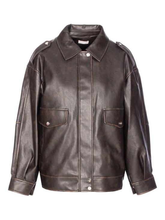 25FW LIU JO WHITE2 가죽 자켓 MF5097 E1051X0558 Brown - OTHER BRANDS