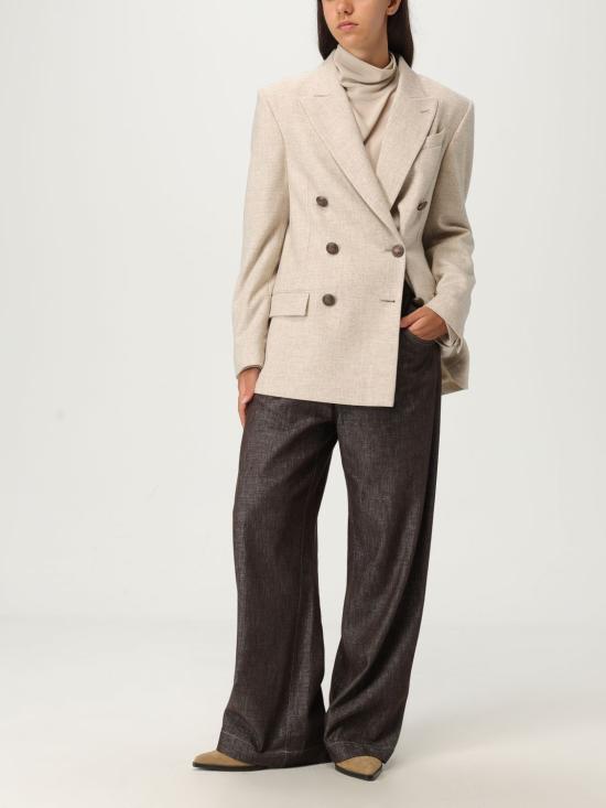 25FW 브루넬로 쿠치넬리 크레이프 드 신 블라우스 MB993EK714 C8561 Yellow Cream - BRUNELLO CUCINELLI