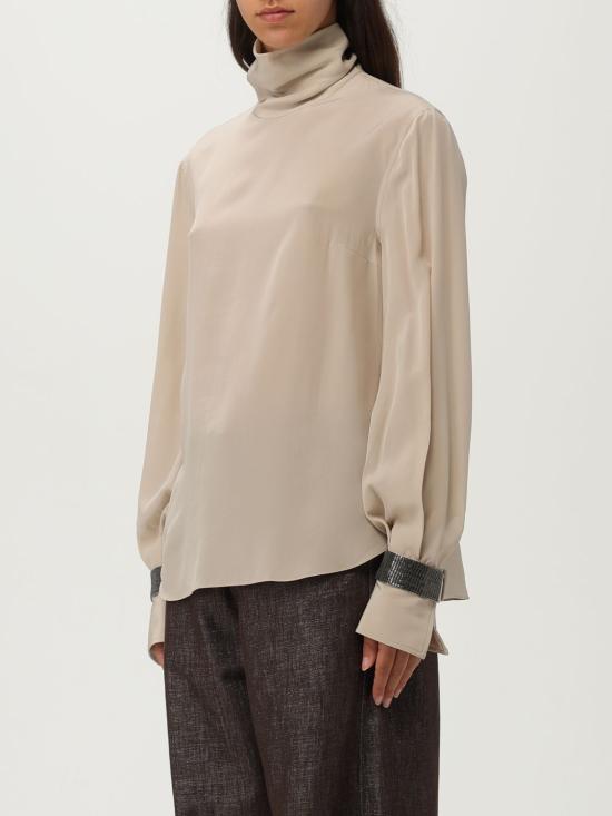 25FW 브루넬로 쿠치넬리 크레이프 드 신 블라우스 MB993EK714 C8561 Yellow Cream - BRUNELLO CUCINELLI