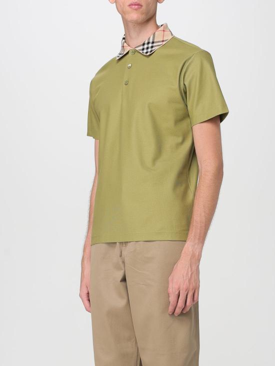 25FW 버버리 체크 칼라 코튼 폴로 셔츠 8110946 Green - BURBERRY