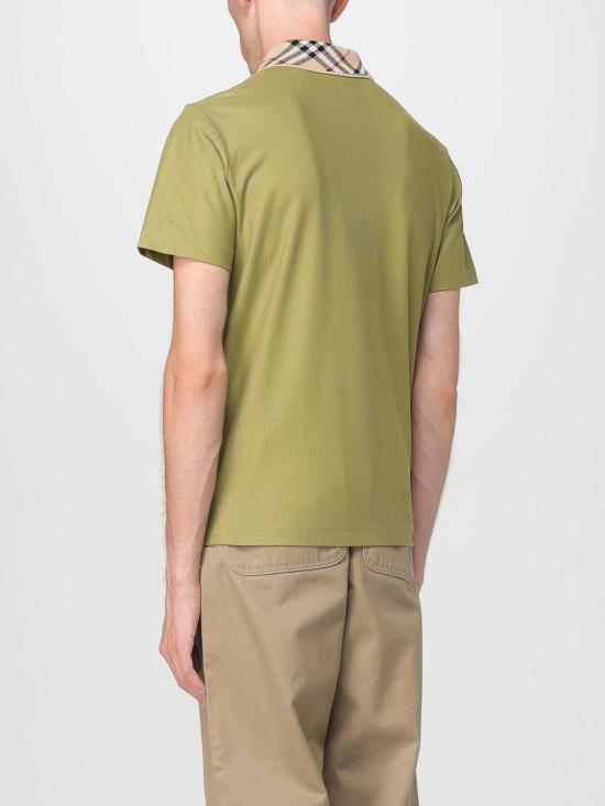 25FW 버버리 체크 칼라 코튼 폴로 셔츠 8110946 Green - BURBERRY