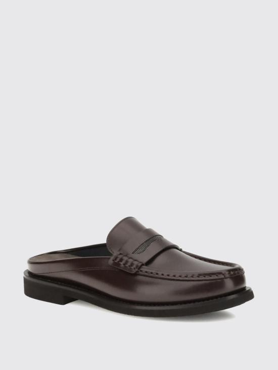 25FW 브루넬로 쿠치넬리 뮬/슬리퍼 MZVNG3013P C4181 Burgundy - BRUNELLO CUCINELLI