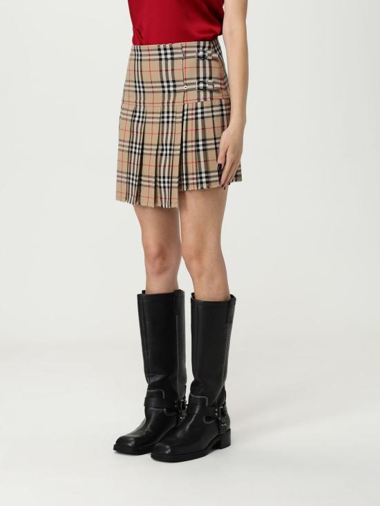 25FW 버버리 플리츠 체크 울 미니 킬트 스커트 8025832 Beige - BURBERRY