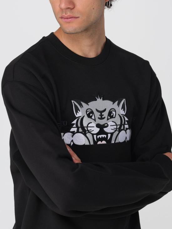 25FW 겐조 해피 타이거 자수 스웨트셔츠 FF65SW2654MF 99J Black - KENZO