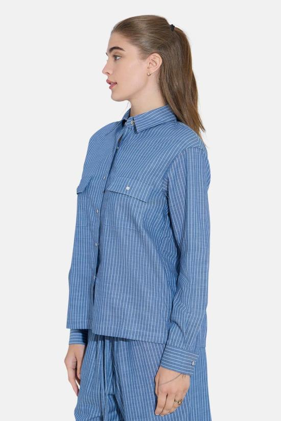  더 타일 클럽 반팔 티셔츠 타일 클럽 코코 데님 오버셔츠 - THE TILE CLUB