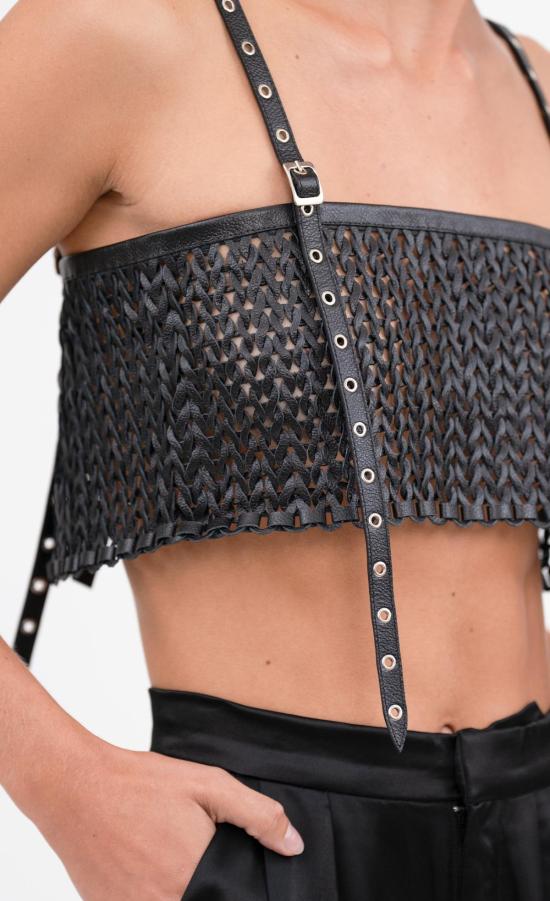  논살란트 레이블 민소매 티셔츠 넌캐럴런트 라벨 카터 크롭 블랙 - NONCHALANT LABEL