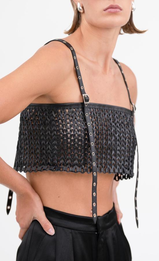  논살란트 레이블 민소매 티셔츠 넌캐럴런트 라벨 카터 크롭 블랙