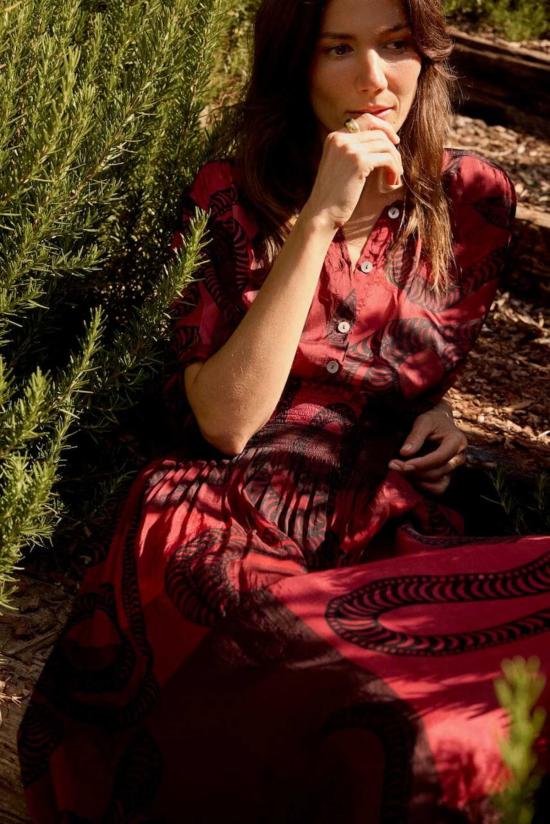  나탈리 마틴 롱 스커트 벨라 스커트 아멘트 스네이크 옥스블러드 - NATALIE MARTIN