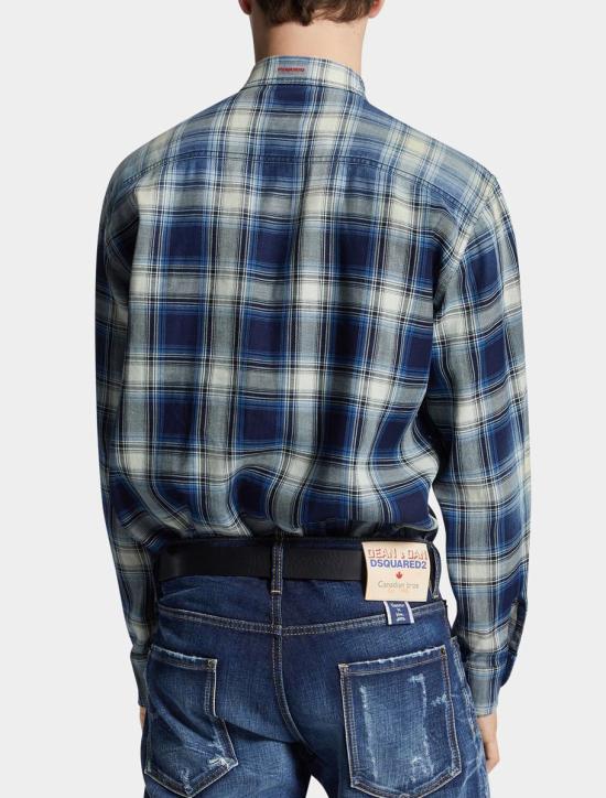 25FW 디스퀘어드2 긴팔 셔츠 S74DM0957D35206001F INDIGO CHECK - DSQUARED2