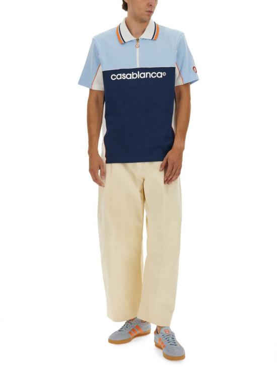 25FW 카사블랑카 반팔 셔츠 MPF25 JTP 396 01PALEBLUE WHITE - CASABLANCA