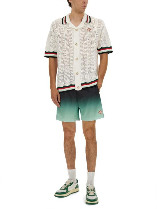 25FW 카사블랑카 반팔 셔츠 MPF25 KW 996 01MONTAGNEONDULEE WHITE - CASABLANCA