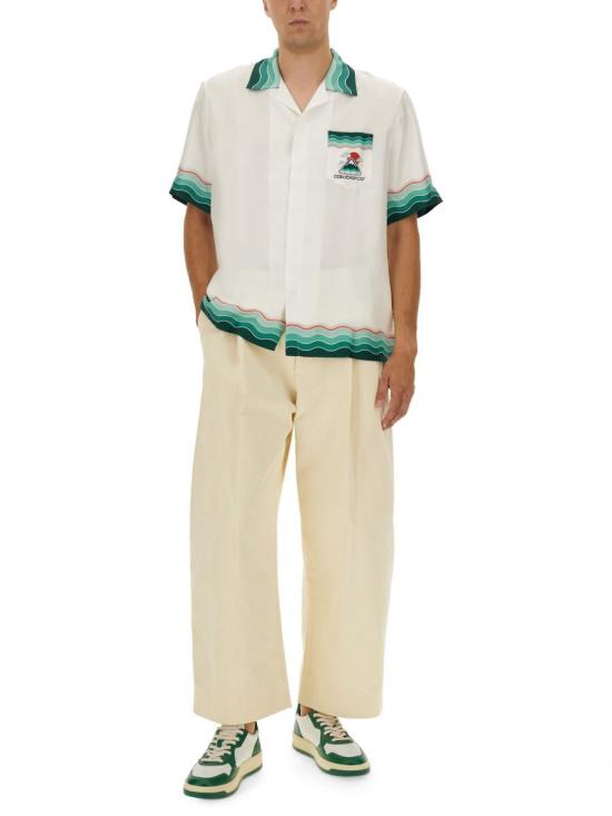 25FW 카사블랑카 반팔 셔츠 MPF25 SH 003 05MONTAGNEONDULEE GREEN - CASABLANCA