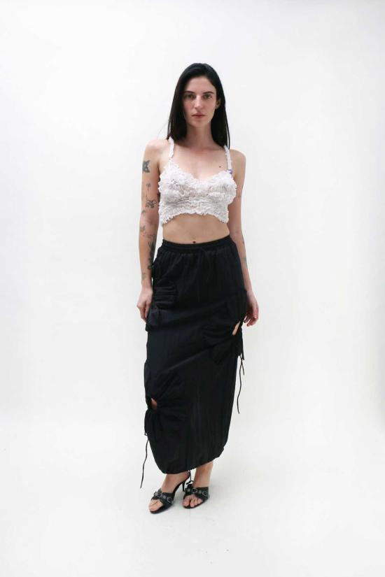  제이킴 미디 스커트 J.Kim 플라워 스커트 블랙 - J.KIM