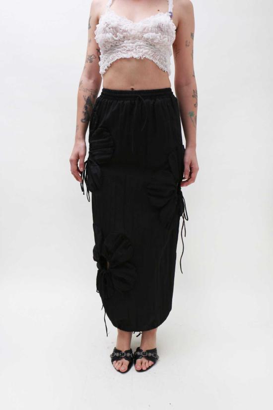  제이킴 미디 스커트 J.Kim 플라워 스커트 블랙 - J.KIM