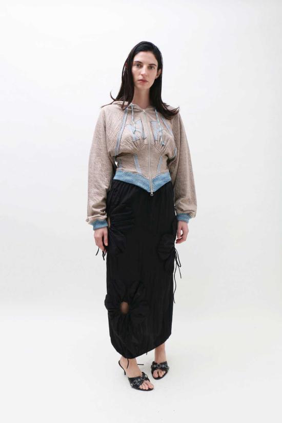  제이킴 미디 스커트 J.Kim 플라워 스커트 블랙 - J.KIM