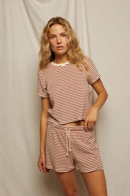  퍼펙트 화이트 티 반팔 티셔츠 브리 테리 탑 포피 초콜릿