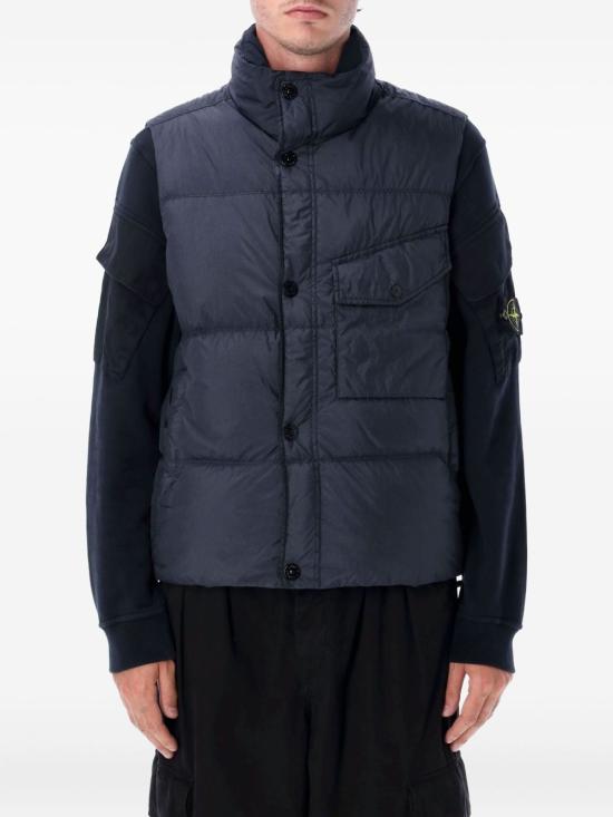 25FW 스톤 아일랜드 크링클 랩스 NY 리사이클 나일론 다운 베스트 K2S15G100003S0A23V0020 NAVY DOM - STONE ISLAND