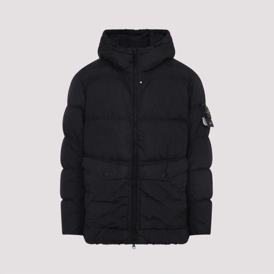 25FW 스톤 아일랜드 크링클랩스 와펜 패치  후드 다운 자켓 K2S154100011S0A23V0029 BLACK DOM