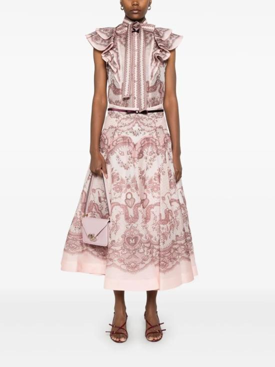 25SS 짐머만 미디 스커트 2272SR251PNKLAC PNKLACPRI - ZIMMERMANN