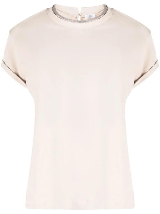 25FW 브루넬로 쿠치넬리 반팔 티셔츠 MPT18BD200C8539 Beige
