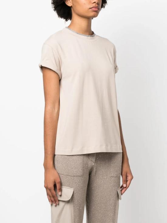 25FW 브루넬로 쿠치넬리 탑 MPT18BD200C8539 Beige - BRUNELLO CUCINELLI